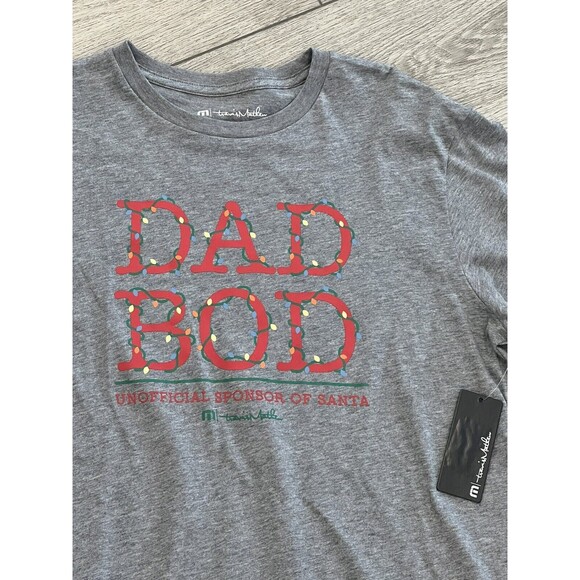 Travis Mathew Shirt Mens Small Gray Dad Bod Pima Cotton Christmas Lit NWT - Picture 2 of 6